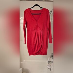 Elegant Red Long Sleeve Dress